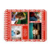 フェスティバルレッドクリスマスパターン祖父母の写真 マグネット (横)