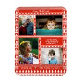 フェスティバルレッドクリスマスパターン祖父母の写真 マグネット (縦)