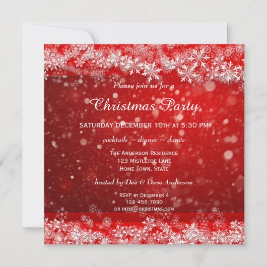 フェスティバルレッドクリスマスパーティの招待状 招待状 (正面)