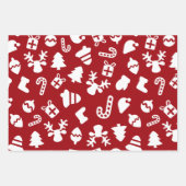 フェスティバルレッドクリスマスホリデーアイコン ラッピングペーパーシート (正面)