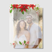 フェスティバルレッドクリスマスボタニカル日付を保存 ベラム紙招待状 (オフセット (カップル))