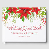 フェスティバルレッドクリスマスポインセチア結婚ホリデイ ゲストブック (正面)