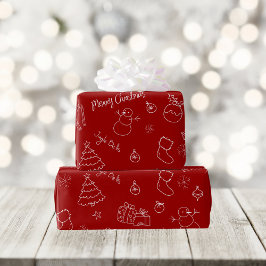 フェスティバルレッドクリスマスラッピング紙 ラッピングペーパー