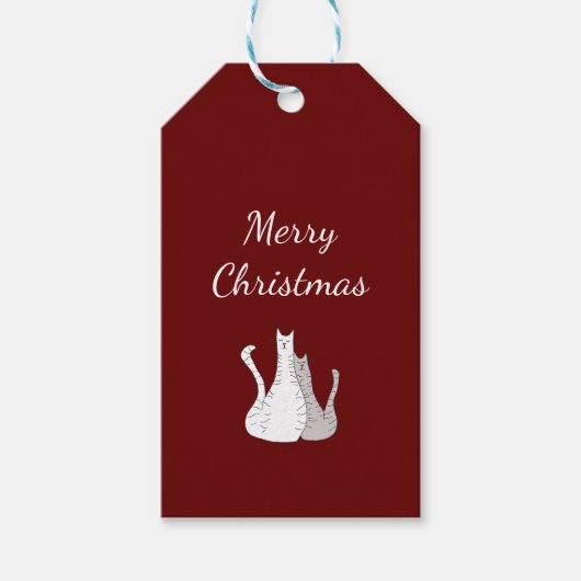 フェスティバルレッドクリスマス猫かわいい休日 ギフトタグ (正面)