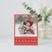 フェスティバルレッドクリスマス醜いセーター北欧トナカイ シーズンポストカード (スタンド正面)