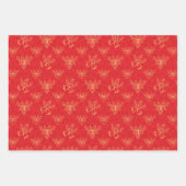 フェスティバルレッドクリスマス3パターズホリデーギフト ラッピングペーパーシート (正面2)