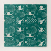 フェスティバルレッドクリスマス、冬の森。 ジグソーパズル (横)