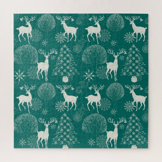 フェスティバルレッドクリスマス、冬の森。 ジグソーパズル (縦)