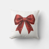フェスティバルレッドグリッターコケットボウ クッション (正面)