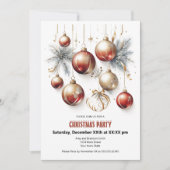 フェスティバルレッドグリッターデコレーションクリスマスパーティー シーズンカード (正面)