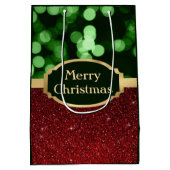 フェスティバルレッドグリッター&グリーン《写真》ぼけ味クリスマス ミディアムペーパーバッグ (裏面)