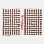 フェスティバルレッドグリーンがクリスマスをチェック キッチンタオル (横)