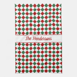 フェスティバルレッドグリーンがクリスマスをチェック キッチンタオル