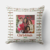 フェスティバルレッドグリーンクリスマスタイポグラフィ1写真 クッション (正面)