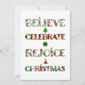 フェスティバルレッドグリーンクリスマスタイポグラフィ1写真 シーズンカード (正面)