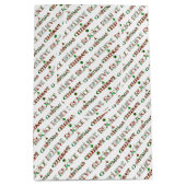 フェスティバルレッドグリーンクリスマスタイポグラフィ ミディアムペーパーバッグ (正面)