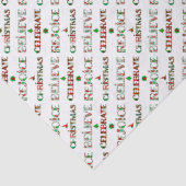 フェスティバルレッドグリーンクリスマスタイポグラフィ 薄葉紙 (詳細)