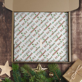 フェスティバルレッドグリーンクリスマスタイポグラフィ 薄葉紙