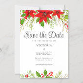 フェスティバルレッドグリーンクリスマスボタニカル結婚ズ マグネット招待状 (正面)