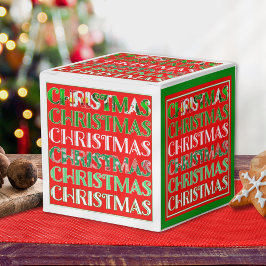 フェスティバルレッドグリーンクリスマスワインボックス フェイバーボックス
