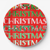 フェスティバルレッドグリーンクリスマス ペーパープレート (正面)