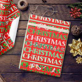 フェスティバルレッドグリーンクリスマス ラッピングペーパー