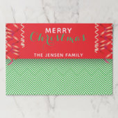 フェスティバルレッドグリーンシェブロンクリスマス紙ランチョンマット ペーパーパッド (正面)