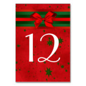 フェスティバルレッドグリーンスターズボーリボンクリスマス テーブルナンバー (裏面)