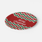 フェスティバルレッドグリーンストライプ紙プレート。 ペーパープレート (アングル)