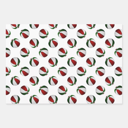 フェスティバルレッドグリーンスポーツバスケットボールの贈り物 ラッピングペーパーシート (正面3)