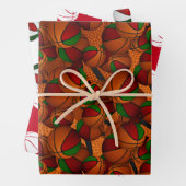 フェスティバルレッドグリーンスポーツバスケットボールの贈り物 ラッピングペーパーシート (インサイチュ)