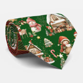 フェスティバルレッドグリーンタータンチェッククリスマス小妖精や小人サンタ ネクタイ (ロール)