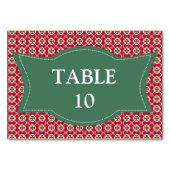 フェスティバルレッドグリーンパターンクリスマス テーブルナンバー (裏面)