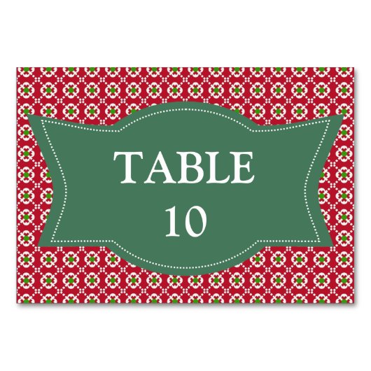 フェスティバルレッドグリーンパターンクリスマス テーブルナンバー (正面)