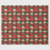 フェスティバルレッドグリーンポインセチア ラッピングペーパー (フラット)