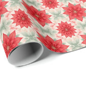 フェスティバルレッドグリーンポインセチア ラッピングペーパー (ロールコーナー)
