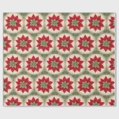 フェスティバルレッドグリーンポインセチア ラッピングペーパー (フラット)