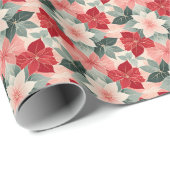 フェスティバルレッドグリーンポインセチア ラッピングペーパー (ロールコーナー)