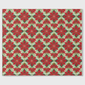 フェスティバルレッドグリーンポインセチア ラッピングペーパー (フラット)