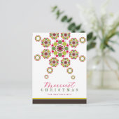 フェスティバルレッドグリーンメリークリスマス星モダン シーズンポストカード (スタンド正面)