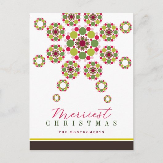 フェスティバルレッドグリーンメリークリスマス星モダン シーズンポストカード (正面)