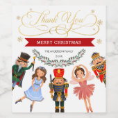 フェスティバルレッドグリーン金ゴールドくるみクラッカーホリデーパーティー ワインラベル (シングルラベル)