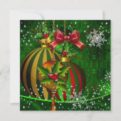 フェスティバルレッドグリーン金ゴールドクリスマスディナーパーティー 招待状 (裏面)