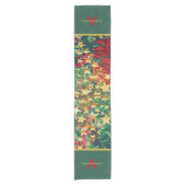 フェスティバルレッドグリーン金ゴールドパーソナライズされたクリスマス ショートテーブルランナー (正面)