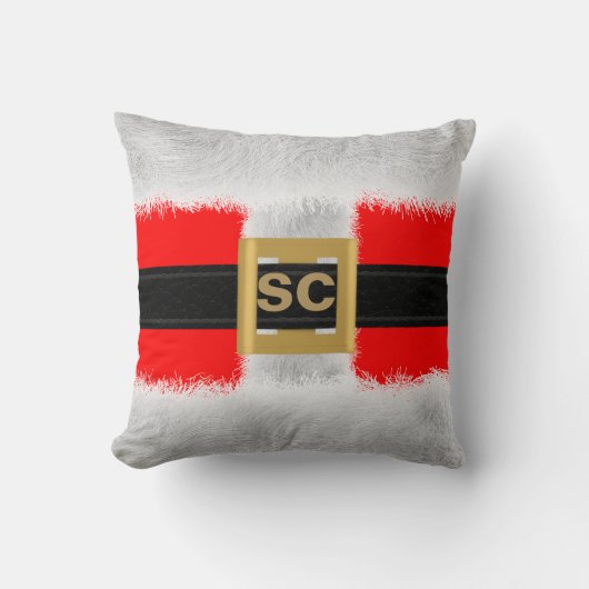 フェスティバルレッドサンタクロスモノグラムクリスマスピロー クッション (正面)