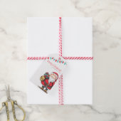 フェスティバルレッドサンタクロースパーソナライズされたクリスマス ギフトタグ (より糸付き)