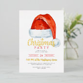 フェスティバルレッドサンタハットクリスマスパーティー 箔招待状 (立ち正面)