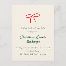 フェスティバルレッドシンプルボーホリデーパーティー招待状 ポストカード