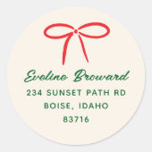 フェスティバルレッドシンプル差出人住所ボウ ラウンドシール (正面)