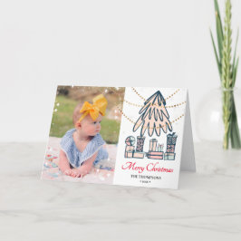 フェスティバルレッドスクリプトスノーフレーク《写真》ぼけ味パインツリーおもしろい シーズンカード